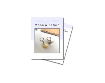 PATTERN: Moon and Saturn Keychain | Crochet Moon and Saturn | Handmade Bestie Keychain | Amigurumi Moon and Saturn | Crochet Gifts Keychain