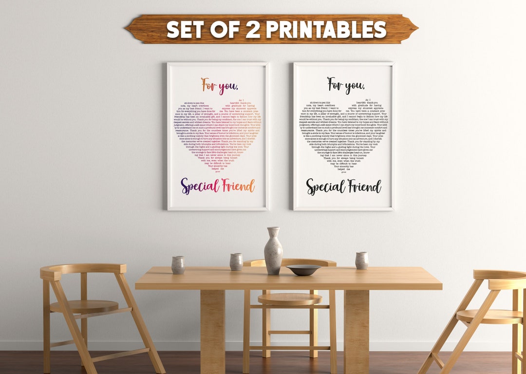 Two Custom Best Friend Poem Print, Personalised Friendship Gift