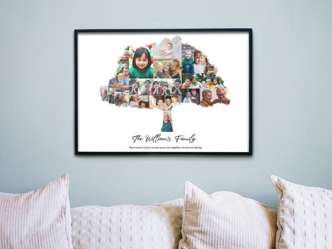 Family Tree Wall Art Collage Custom Photo Collage Canvas Father's Day ...