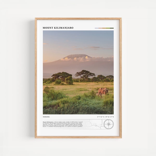 Mount Kilimanjaro Printable Travel Poster, Instant Download, Kilimanjaro Print, Kilimanjaro Wall Art, Wall Decor, Black & White, Africa