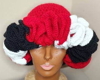 Crochet ruffled hat with Crossbody bag Hand made Crochet Chenille Ruffle Hat Tutorial | DIY Modern Crochet  main image 3