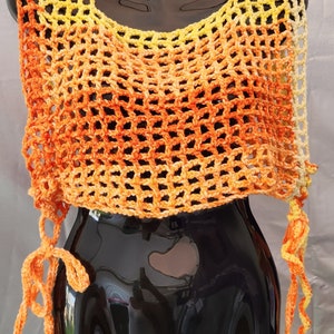Crochet Mesh Top W/Drawstrings