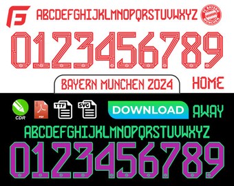 Schriftart Vector Trikot Bayern München 2024 pdf, ttf, cdr, svg