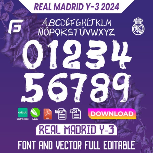 Schriftart Real Madrid 2024 Y-3 / VECTOR Cdr, Pdf, TTF.