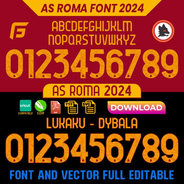 New font AS Roma Serie A 2024 Cdr, Pdf, Ttf, Svg.