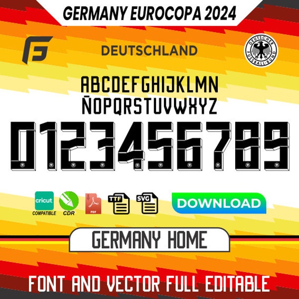 Deutschland-Trikot-Schriftart Home Euro Cup VECTOR pdf, ttf, cdr, svg.