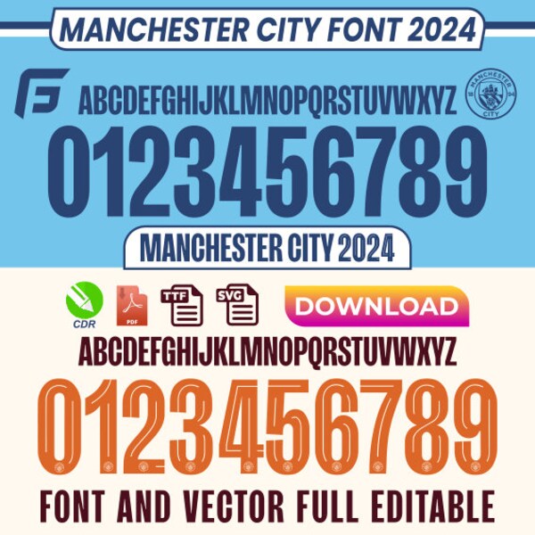 Manchester City Font 2024 VECTOR pdf, ttf, cdr, svg