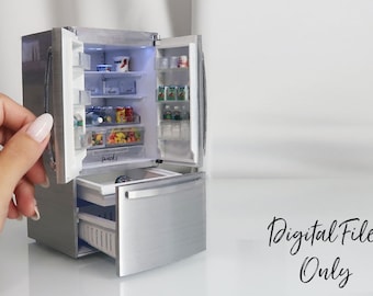 1/12 Scale Miniature Refrigerator - Digital STL File | Digital Download