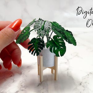 1/12 Scale Miniature Monstera Pflanze und Pflanzer - Digitale STL Datei