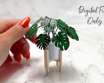 1/12 Scale Miniature Monstera Plant and Planter - Digital STL File