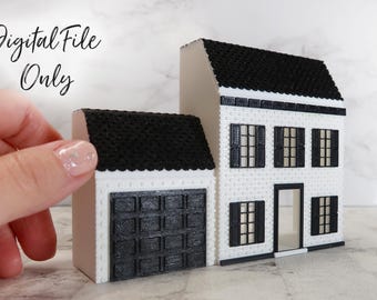 1/144 Scale Miniature Dollhouse with Garage- Digital STL File