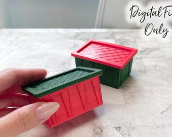 1/12 Scale Miniature Storage Bin with Lid - Digital STL File