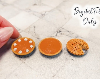 1/12 Scale Miniature Pumpkin and Apple Pies- Digital STL File