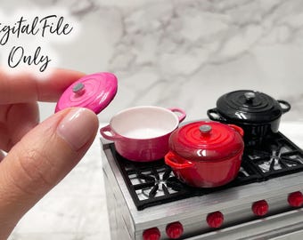 1/12 Scale Miniature Dutch Oven - Digital STL File