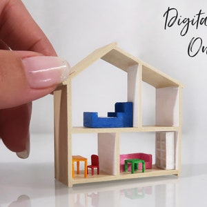 1/12 Scale Miniature Ikea-inspired Dollhouse- Digital STL File