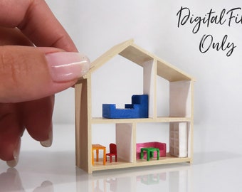 1/12 Scale Miniature Ikea-inspired Dollhouse- Digital STL File