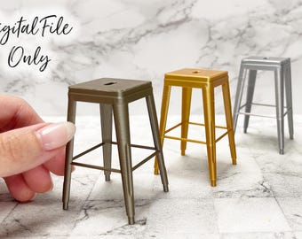1/12 Scale Miniature Industrial Bar Stool- Digital STL File