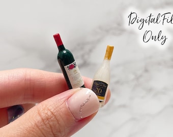 1/12 Scale Miniature Wine Bottles - Digital STL File