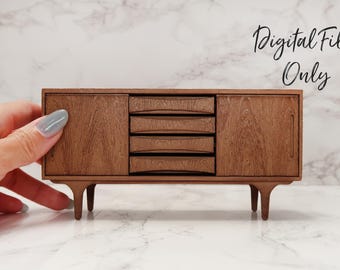 1/12 Scale Miniature Midcentury Style Cabinet- Digital STL File