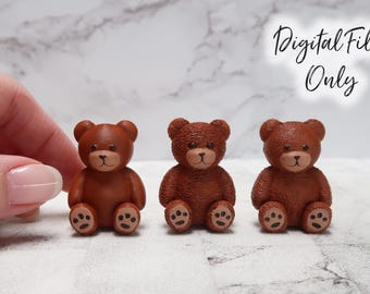 1/12 Scale Miniature Teddy Bear - Digital STL File