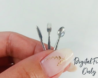 1/12 Scale Miniature Silverware Set - Digital STL File
