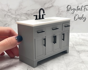 Mueble de baño en miniatura a escala 1/12 con lavabo - Archivo STL digital