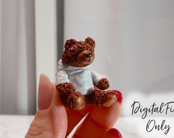 1/12 Scale Miniature Teddy Bear - Digital STL File