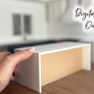 May include: A white and beige miniature dollhouse room with a white countertop and beige slatted wall. The text "Digital File Only" is visible in the background.