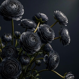 Midnight Ranunculus Decoupage Paper for Furniture Art (A3, A1)