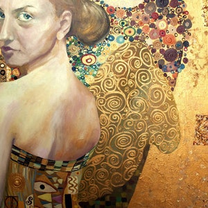 Bella donna in oro - Carta per decoupage menta