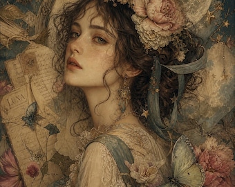 Moonflower - A1 size large Decoupage Paper