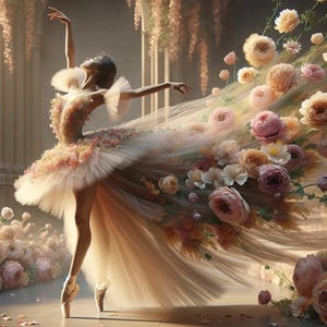 Ballet in Bloom - Mint Decoupage Paper