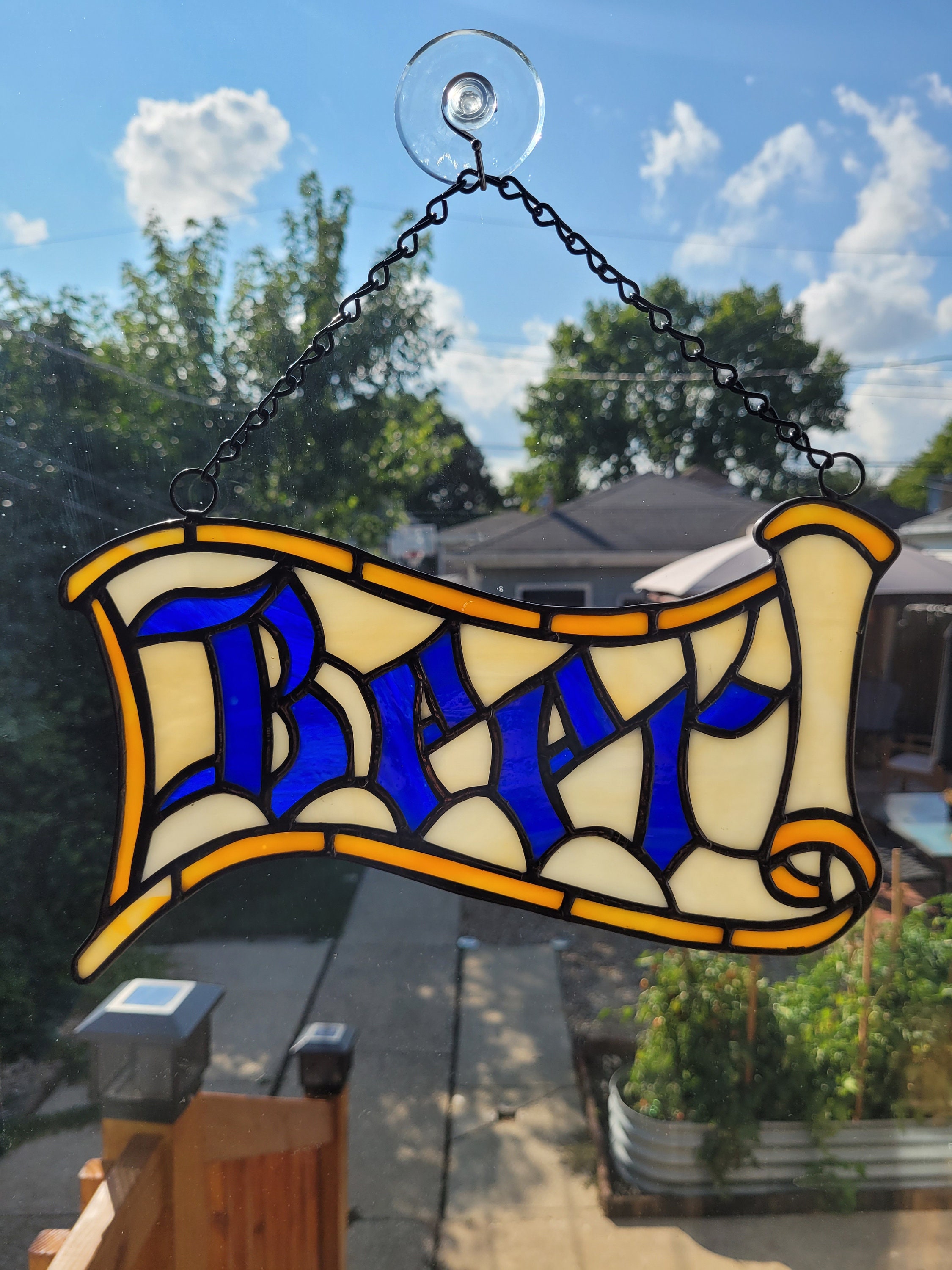 Beer Sign Stained Glass Suncatcher Bar Home Decor Etsy