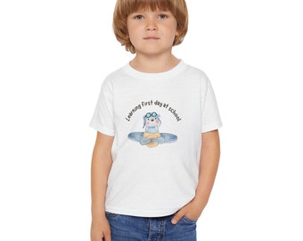 Learning first day at school Print - Elevate Toddler Style with Eco-Friendly Comfort in the Heavy Cotton™ Tee