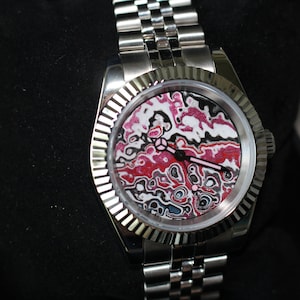 Fordite Automatic Dress Watch - 1/1 "Metallic Pink"