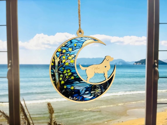Loss of Pet Sympathy Gift, Pet Memorial Suncatcher, Handmade Custom Name Dog Decor, Engraved Dog Lovers Gift, Gift for Dog Lovers