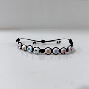 Stray Kids Letter Black Friendship Bracelet, Nylon Cord Stray Kids Bracelet