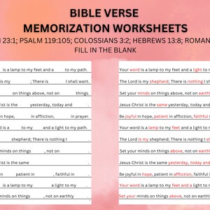 Bible Verse Memorization Worksheet - Etsy