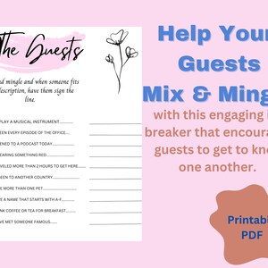 Mix and Mingle with Guests, Fill in the Blank Ice Breaker, What Guest Has, Find the Guest