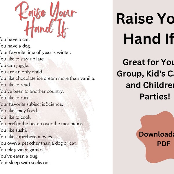 Raise Your Hand If.... Great For Youth Group, Kid's Camp, Children's Parties