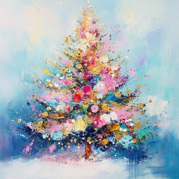 Christmas Tree Pastel Painting Digital Download - Etsy