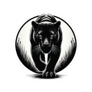 Pegatinas troqueladas de Pantera Negra, arte animal feroz para portátiles, diario, funda de teléfono, regalo, Pantera Negra acechando