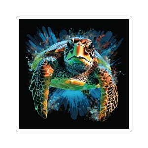 Vibrant Sea Turtle Kiss-Cut Stickers, Ocean Decor, Laptop Stickers, Marine Life Gifts, Nature Enthusiast Accents, Unique Reminders, Sea Life