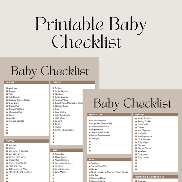 New Baby Checklist, Baby Registry Planner, Baby Essentials, Newborn Essentials Printable PDF