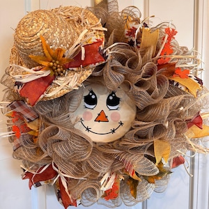 Fall Scarecrow Wreath|Fall decor| Scarecrow | Thanksgiving Wreath| Thanksgiving| Mesh Wreath| Fall Porch Decor| Harvest|