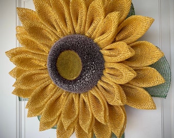 Sunflower Wreath|Fall decor|Flower decor| Flower Wreath|Door Decor| Mesh Wreath| Poly Burlap|Fall, Summer, Spring