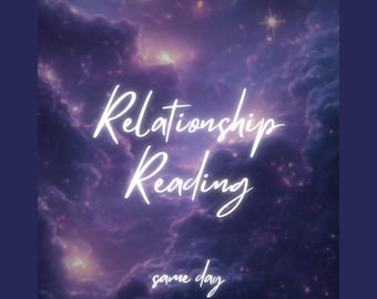 May include: A purple and pink galaxy background with white text that reads "Relationship Reading same day".