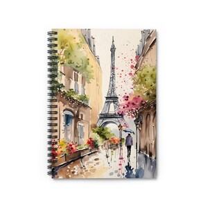 Eiffel Tower Watercolor Lined Travel Diary, Travelers Notebook, Bucket List Journal, Manifesting Journal For Your Thoughts, Plans and Goals