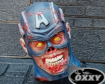 Handmade Zombie Captain America Latex Mask, What If...? Cosplay