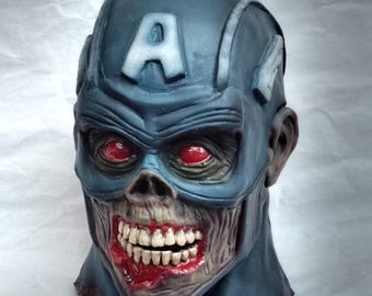 Handmade Zombie Captain America Latex Mask, Avengers Cosplay